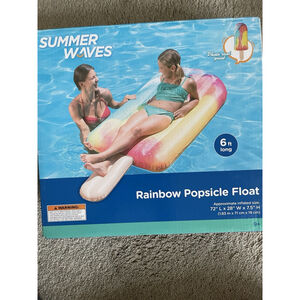 Summer Waves Rainbow Popsicle Pool Float 72"L x 28"W x 7.5"H NIB 6 FT Long